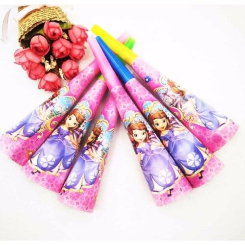 6pcs/lot Sofia horns birthday party supplies noise makers happy birthday party decoration Baby shower Festive&Event kid toys set