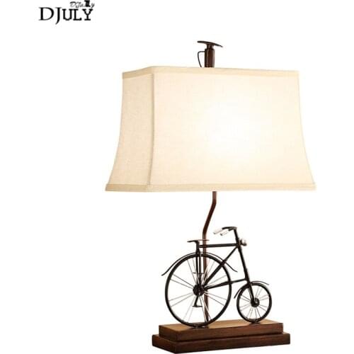 American industrial bicycle metal fabric table lamp for bedroom study coffee store bar loft decor desk lamp retro led luminaire