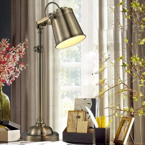 American rural Loft retro industrial iron metal table lamp bedroom bed study desk lamp Abajur Lamparas De Mesa Lampe