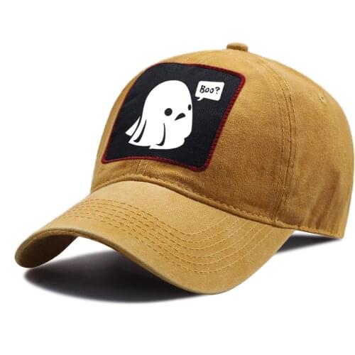 Outdoor Unisex Snapback Hat Casual Breathable Riding Hats Cotton Sun Shade Baseball Cap Ghost Boo Halloween Print Baseball Caps