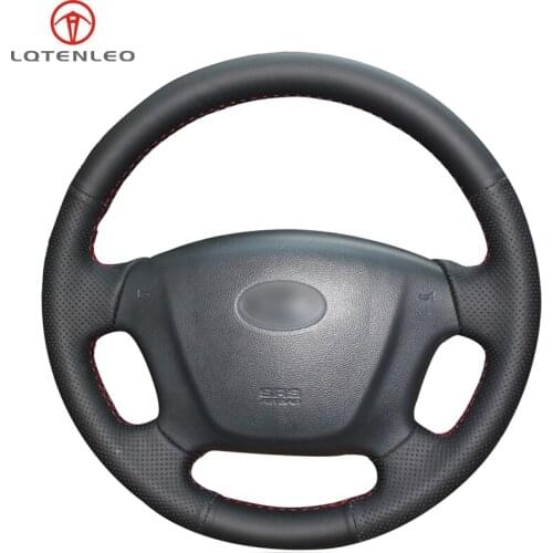 Black PU Artificial Leather Sew Car Steering Wheel Cover For Kia Carens 2007-2011 Rondo 2007-2010 Hyundai Entourage 2007-2008
