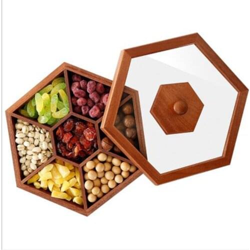 Wooden box dried fruit box transparent seal lazy melon seeds creative cover rotating plate pine solid round LB01148