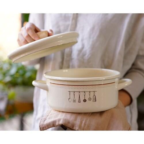 Stovetop Enamel Stock Pot Cooking Stew Soup Cooking Pan Stockpot Hob