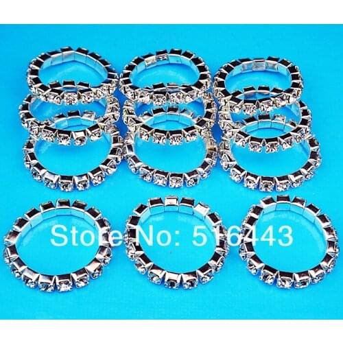 Hot Sale 48pcs Czech Rhinestones Stretchy Silver plated Women Rings Wholesale Jewelry Lots A-229