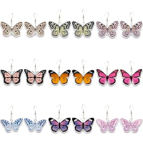 Beautiful Butterfly Acrylic Earrings Cartoon Resin Dangle Drop Earrings for Women Gifts Children