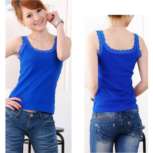 Summer Sexy Lace Vest Tank Top Women Sleeveless Tanks Top Bodycon Female Vest Tops Black Blue Red