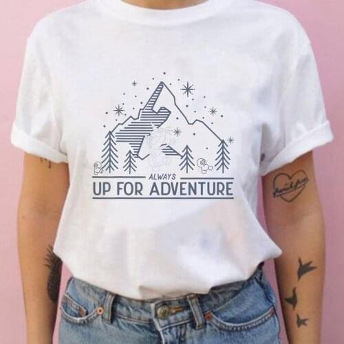Summer Women T Shirt Funny Disney Frozen Olaf Always Up For An Adventure Outline Print Unisex Tops Short Sleeve Casual Tshirts