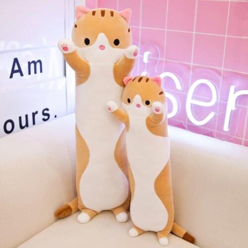 Cute Soft Long Cat Boyfriend Pillow Plush Toys 50CM Stuffed Office Nap Sleep Pillow Cushion Girls Gift Doll for Kids Cat Pillow