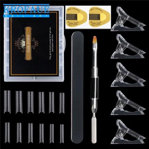 Full Cover Nail Extension Forms Set Clear Dual Form Quick Building Gel Mold Tips Acrylic Manicure Kits