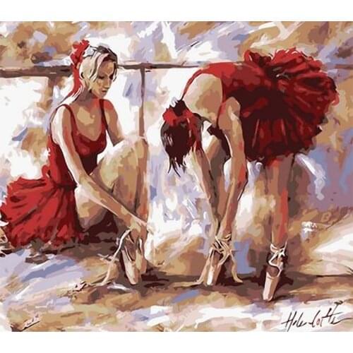 Diy Oil Painting By Numbers Dancer DIY Hand Painted Wall Art Red Umbrella Pictures By Numbers Home Decor