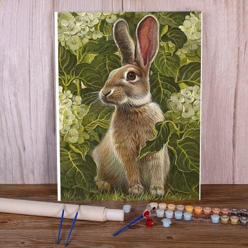 Animal Rabbit Paint By Numbers Complete Kit Oil Paints 50*70 Oil Painting Paintings Crafts Adults Wholesale Drawing