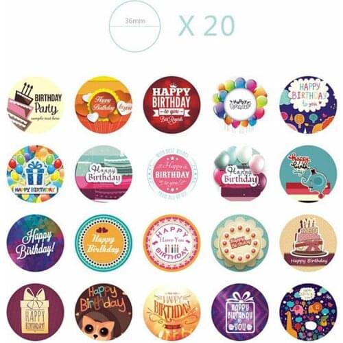 Hot Sale DIY Cute Happy Birthday Scrapbook Paper Stickers Crafts and Scrapbooking Decorative Sticker for Decoration 38 pcs/bag