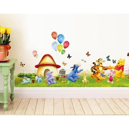 Cartoon Winnie The Pooh Wall Stickers For Kids Rooms Home Decor Living Room Bedroom Decoration Mural PVC Art Removable Decal