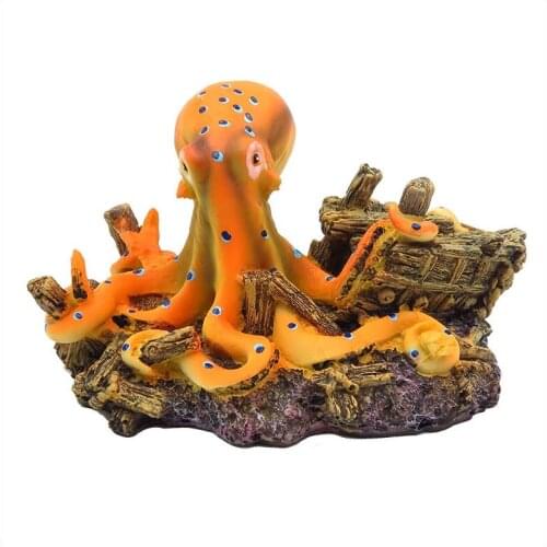New Resin Simulation Yellow Octopus Landscape Ornaments For Aquarium Fish Tank Decoration Home Office Desk Decoration