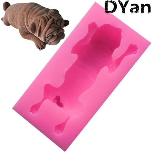 New Stereo Mousse Mold Bulldog Shar Pei Dirty Dog Cake Decoration Baking Fondant Chocolate Mould A1520