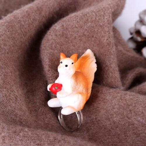 2021 New Resin Three-Dimensional Squirrel Rings for Women Cute Jewelry Fashion Party Kid Girl Accessories