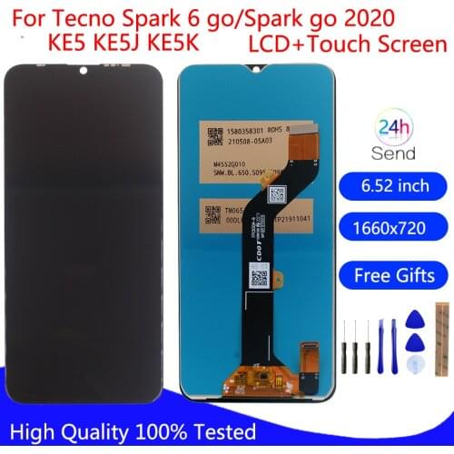 Original For Tecno Spark 6 Go LCD Spark Go 2020 Display Touch Screen For Tecno KE5 KE5J KE5K LCD Pantalla Assembly Phone Parts