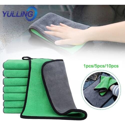 YULLING 30x30/40/60CM Car Wash Microfiber Towel Car Cleaning Drying Cloth Hemming Car Care Cloth Detailing Car Wash Green Towel