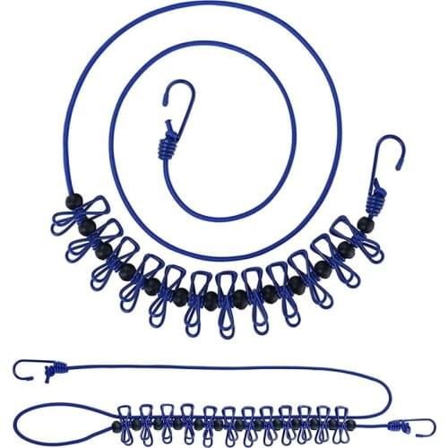 Elastic Clothesline Adjustable Windproof Clothesline with Anti-Skid 12pcs Clothespins for Outdoor and Indoor Use