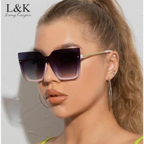 Luxury Oversized Cat Eye Sunglasses Woman 2021 Fashion Square Sun Glasses Female Gradient Shades lunette de soleil femme UV400