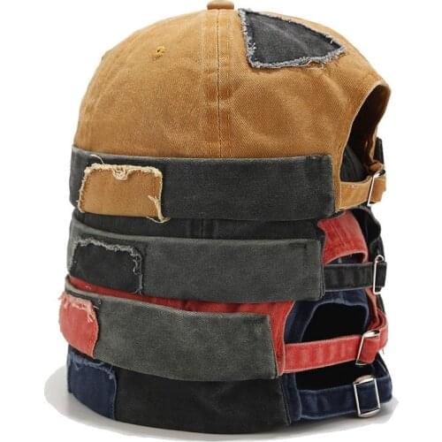 WZCX Fashion Hole Splicing Melon Cap Unisex Adjustable Hip Hop Spring Autumn Personality Men No Visor Skull Cap Beanie Hat