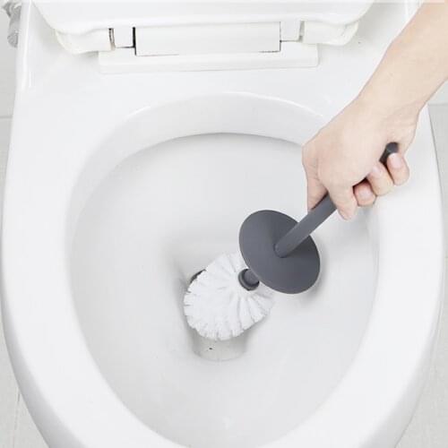 Toilet Brush Deep Cleaner Silicone Toilet Brush with No-Slip Long Plastic Handle and Flexible Bristle Silicone Toilet HY99
