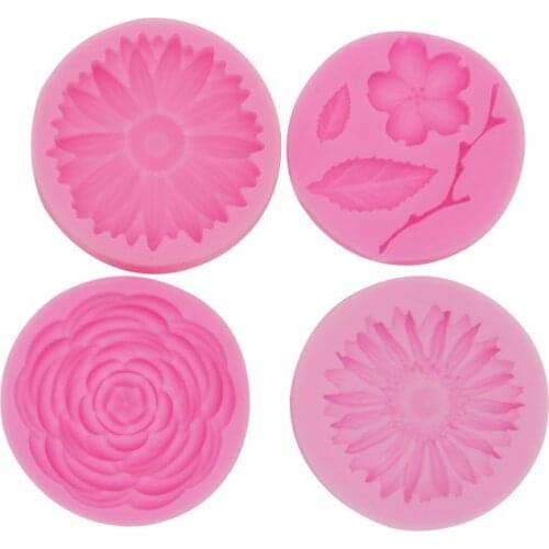 Sunflower & rose Cake Silicone Mold Peach Blossom Kitchen Baking Decoration Tool DIY Cake Chocolate Candy Dessert Bread Fondant