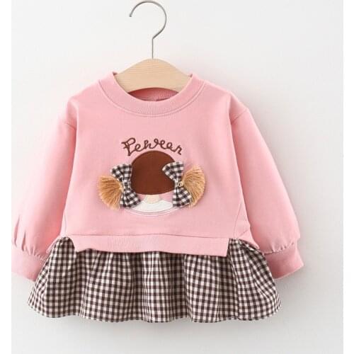 Spring newborn baby girl clothes outfit casual sports sweatshirt plaid dress for girl baby clothing infant 1 year birthday dress