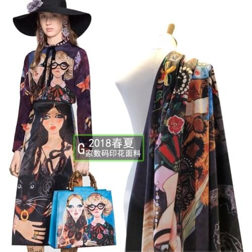 G brand printed polyester fabric cloth autumn and winter fashion clothing dress fabric custom wholesale alibaba express