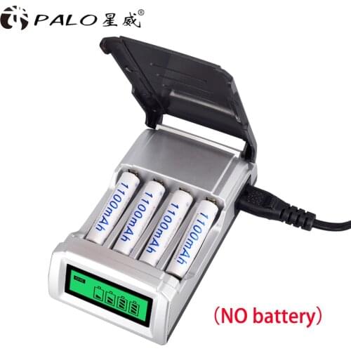 AA / AAA 4 slots fast smart battery charger LCD display screen for rechargeable AA 2A / AAA 3A NiCd NiMh batteries