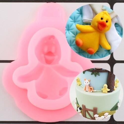 Duck Cupcake Topper Silicone Cake Decorating Tools Cookie Baking Fondant Mould Baby Birthday Candy Resin Clay Chocolate Molds