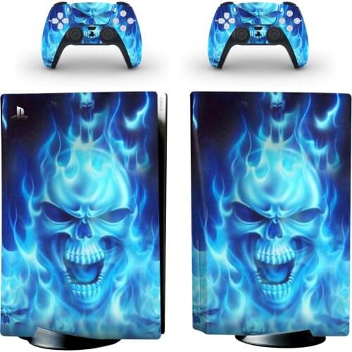 Blue Fire PS5 Standard Disc Skin Sticker Decal Cover for PlayStation 5 Console and Controllers PS5 Disk Skin Sticker Vinyl
