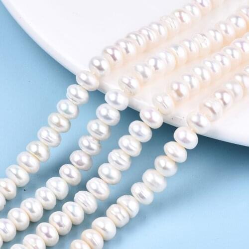 Natural Freshwater Pearl Beads Strands Flat Round Two Sides Polished Potato Rice Loose Beads for Jewelry Making Seashell Color