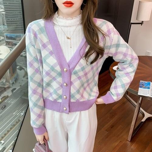 Cardigan Womens Sweater Striped Knitted Sweaters Fall Fashion Long Sleeve V-neck Sweater Coats