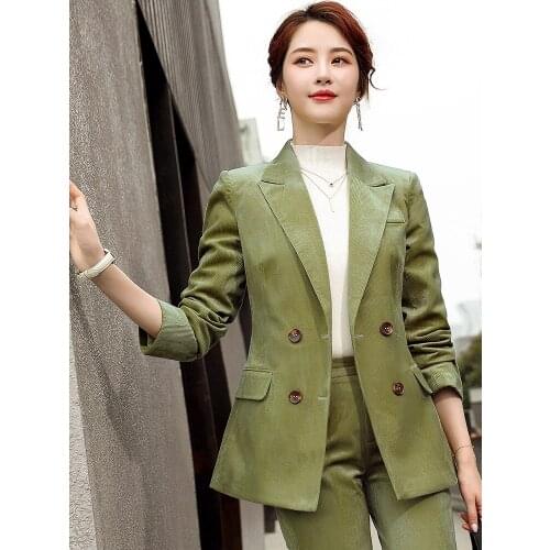 Corduroy suit jacket women jacket autumn winter casual professional suits women suits pant suits for women blazer set plus size