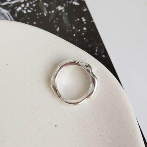 925 Sterling Silver Flower Edge Irregular Shape Opening Engagement Ring Female Anniversary Gift Initial M Rings