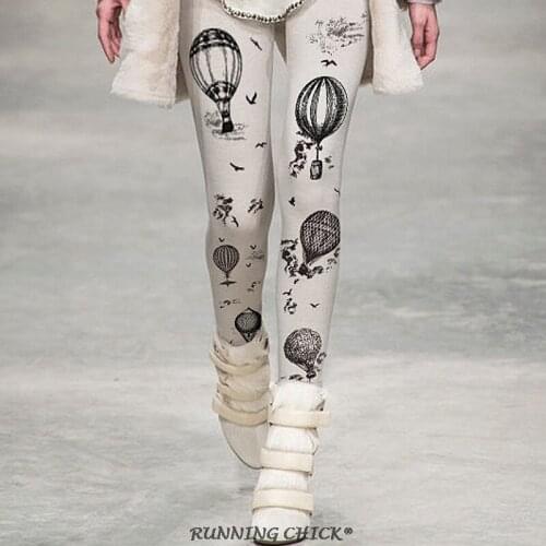 140D Thick Velvet Punk Hot Air Balloon Printing Pantyhose