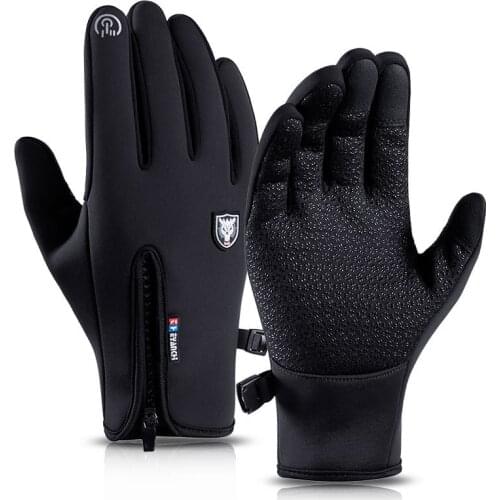 2021 New Mens Winter Gloves Touch Screen Plus Velvet Warm Windproof Waterproof Outdoor Sports Silicone Non-Slip Skiing Gloves