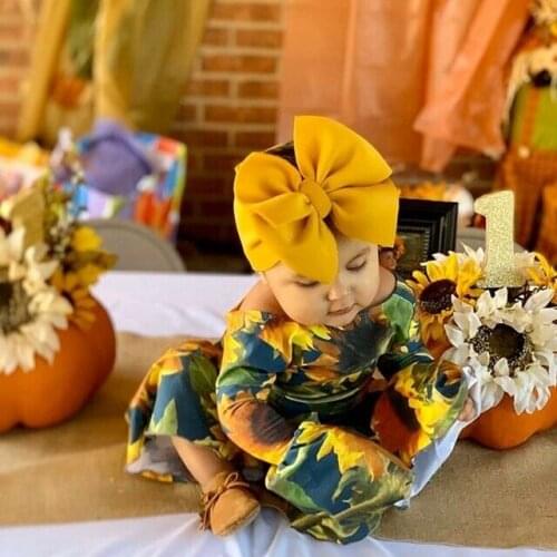 New Fashion Spring Autumn Kids Baby Girl Sunflower print Long Sleeve Backless Tops+Ruffle Pants Leggings 3Pcs Outfit Clothes