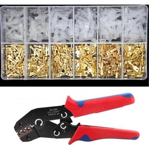 450Pcs Quick Easy Connection Terminals 2.8/4.8/6.3mm Universal Spring Plug Wire Crimped Sheath Crimping Hand Tool Kits