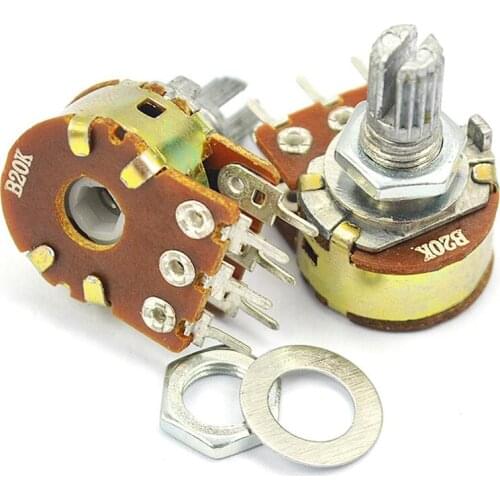 5pcs WH148 B1K B2K B5K B10K B20K B50K B100K B500K 6Pin Shaft Amplifier Dual Stereo Potentiometer 1K 2K 5K 10K 50K 100K 500K
