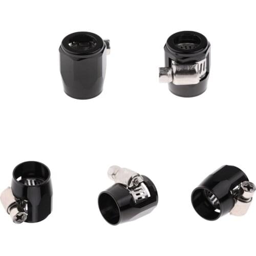 5X AN6 Hose End Finisher Aluminium Oil Clamp OD 12mm & 19mm Black