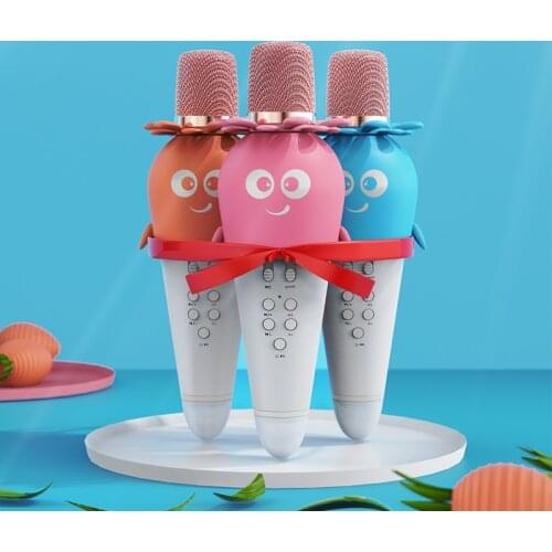 Wireless Bluetooth Karaoke Microphone Handheld Karaoke Mic Audio for Children Musical Stage Toy Music Singing Speaker Kids Gift