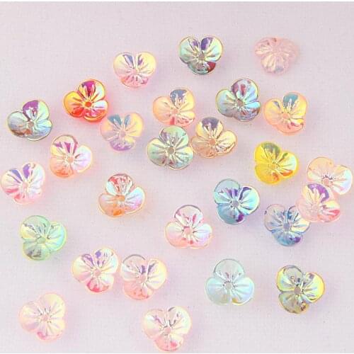 BOLIAO New 30Pcs 10mm Rose Flower Shiny Resin Flat Back Petal AB Color Handmade Art Work Not Hole R376