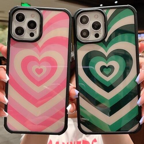 INS Retro Love Heart Anti-fall Bumper Case For iPhone 12 Pro Max 11 XR X XS 7 8 Plus Protection Hard Cover