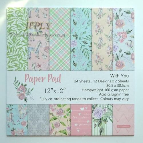 Flower DIY Album Photo Scrapbooking set Papers Cut seriers Craft Paper Card Making Background pad 12inches 24sheets/pack