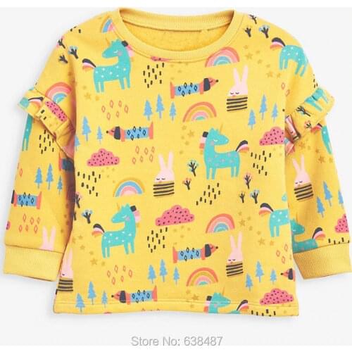 Kids Hoodies Bebe Girls Brand New 2021 Fleeces Sweatshirt Baby Girl Clothes Sweaters 100% Cotton t shirt Tees Outerwear Unicorn
