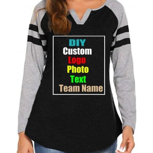 Customize your picture LOGO spring multicolor stripe stitching long-sleeved T-shirt V-neck color-blocking blouse base