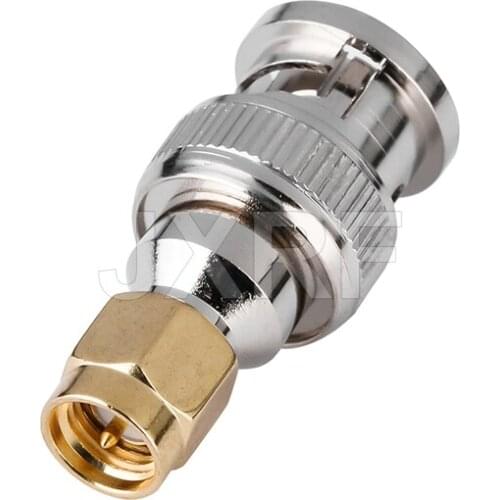 JXRF Coaxial Coax Adapter SMA Male Plug to BNC Male Plug Straight Gilded SMA to BNC Connector