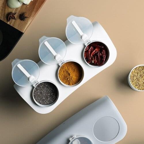 Spices Box Pepper Spice Shaker Salt Seasoning Organizer Kitchen Cruet Condiment Bottle Jars Container With Spoons pepper spray